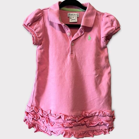 Ralph Lauren Girls Collard Ruffle Bottom Dress 18m Pink - Picture 1 of 9